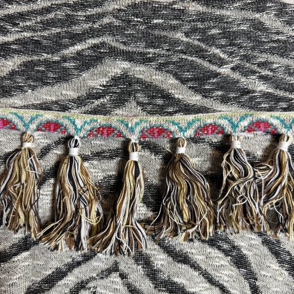 Soft Surroundings Zebra Print Fringe Knit Cardigan Sweater Women's Medium Shawl - Picture 11 of 13